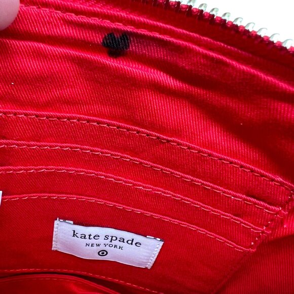 Kate Spade Beaded Pouch "Going To Target" Red White NWT 8" X 6" Wristlet - Picture 5 of 11
